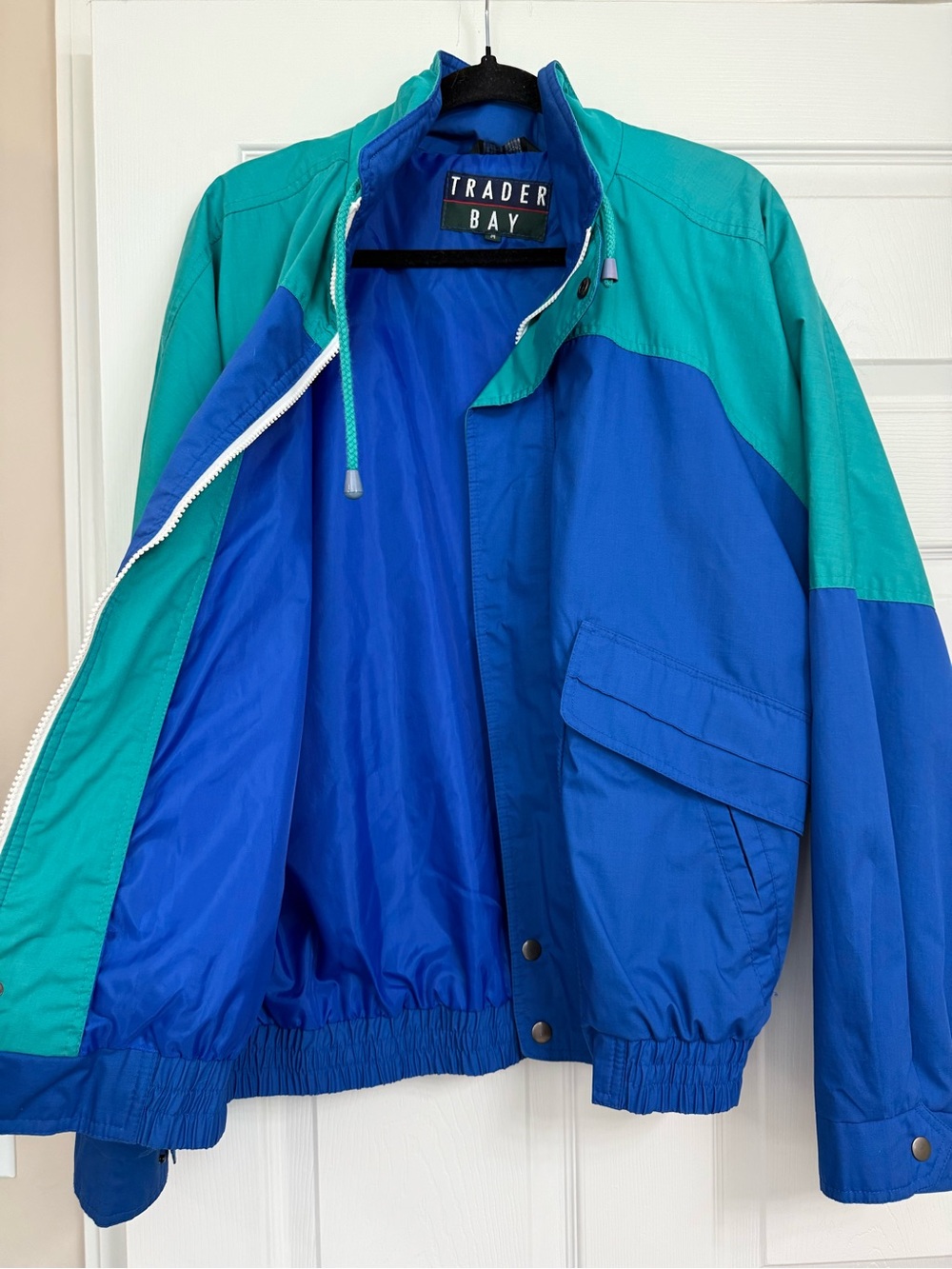 Trader Bay Teal and Blue Colorblock Windbreaker Jacket